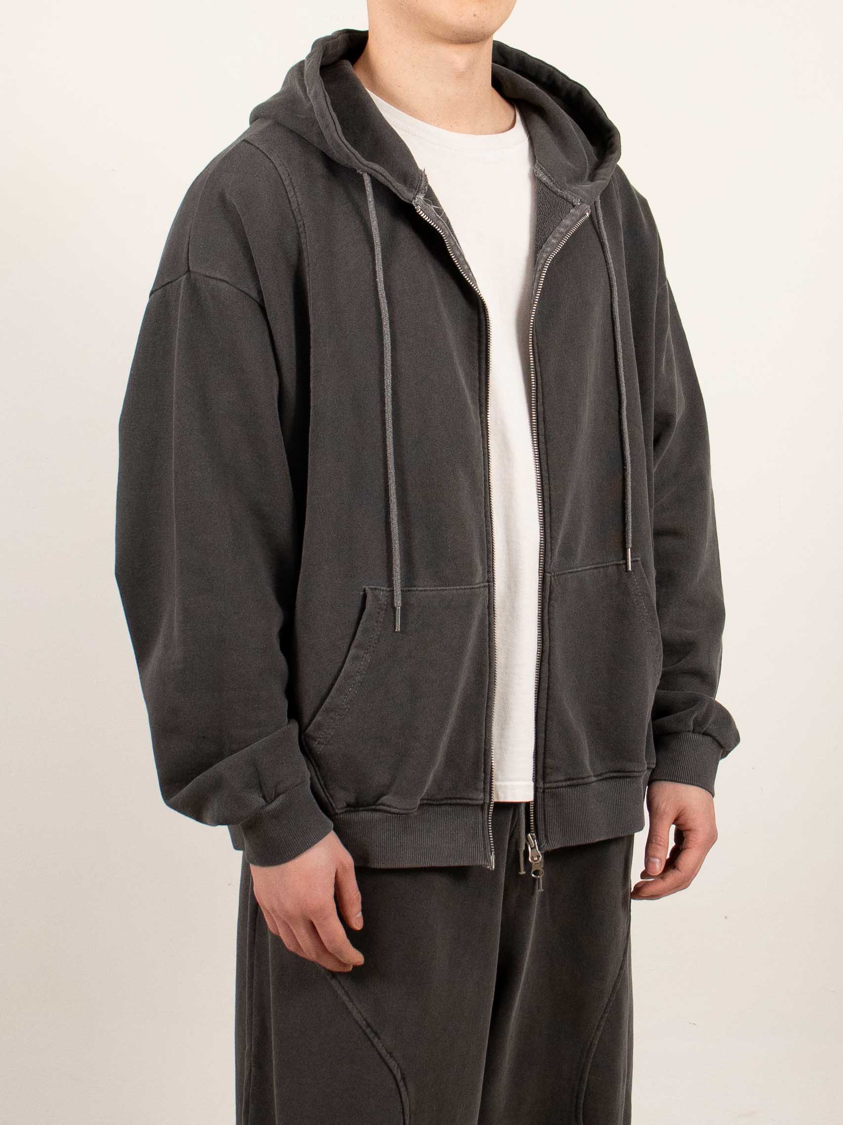 Charcoal Sculpted Seam Zip-up Hoodie