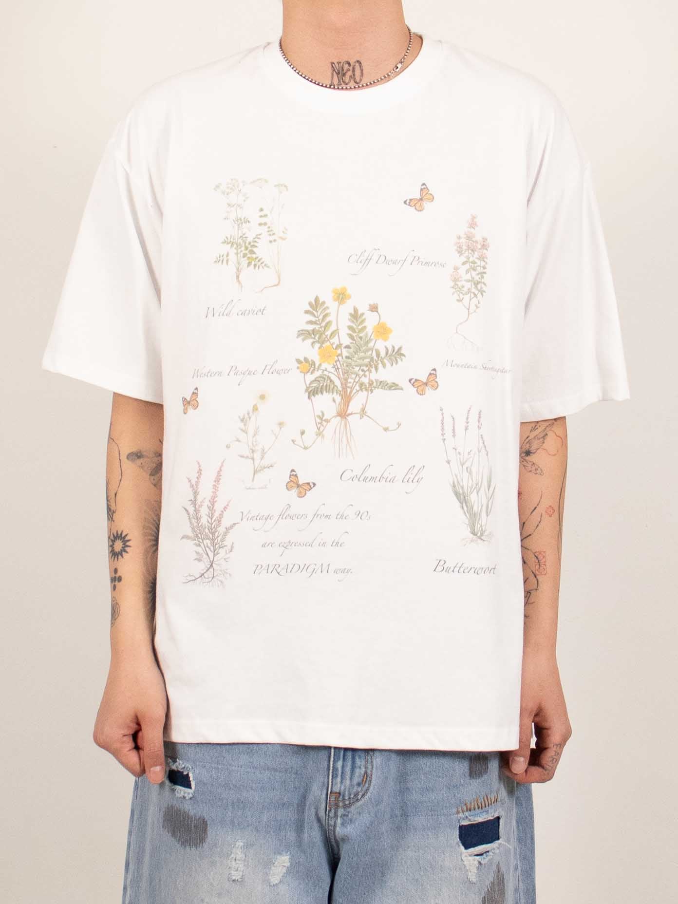 White Botanical Illustration Tee