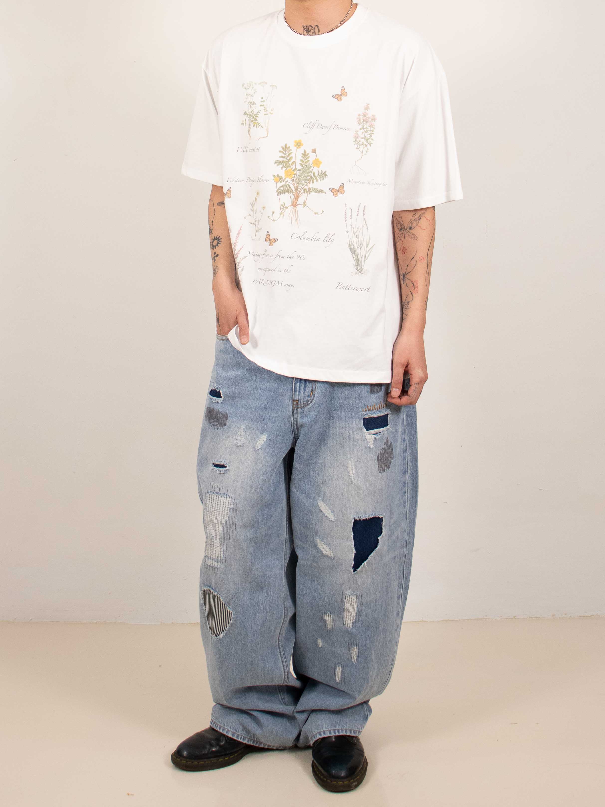 White Botanical Illustration Tee