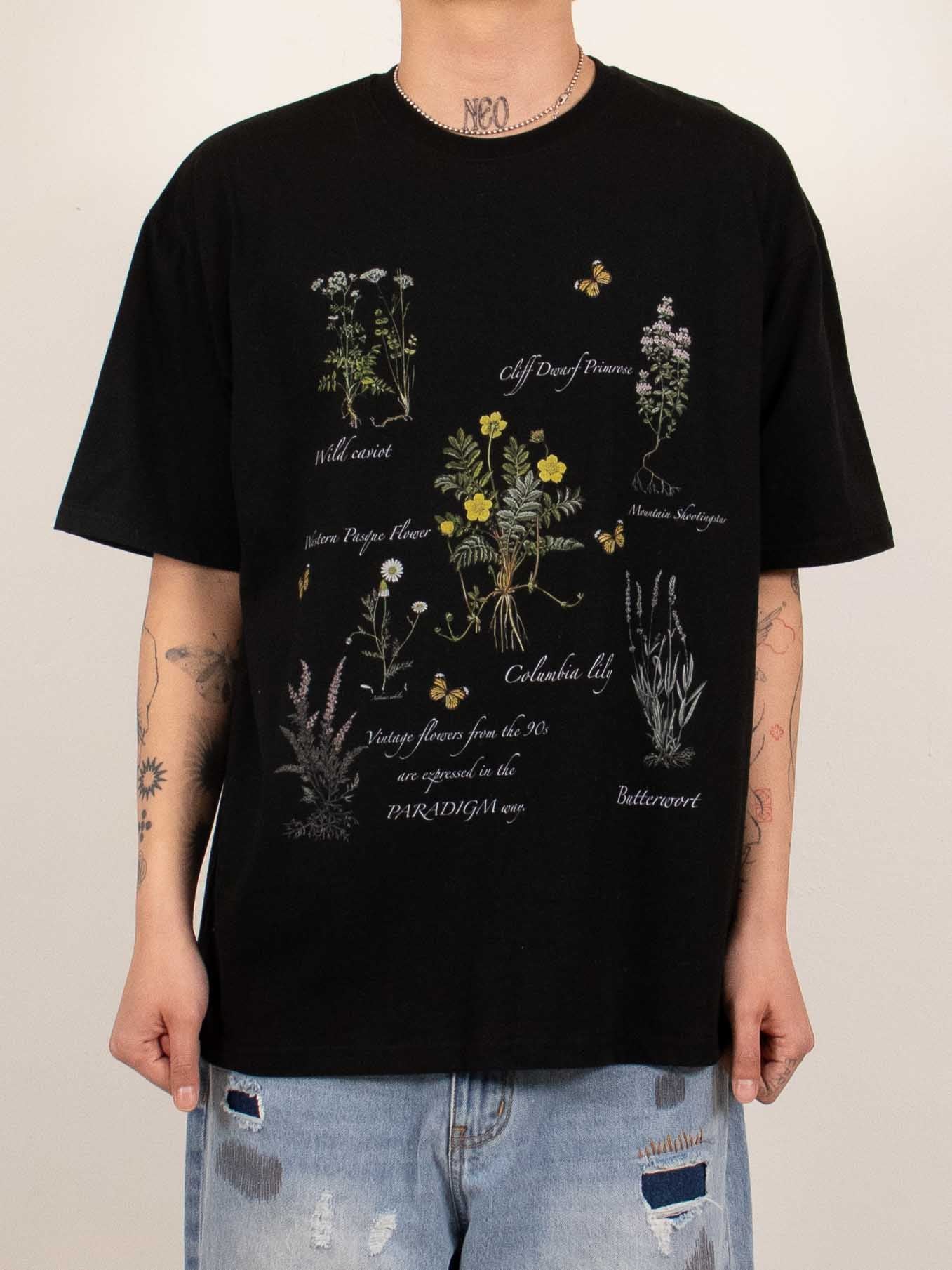 Black Botanical Illustration Tee