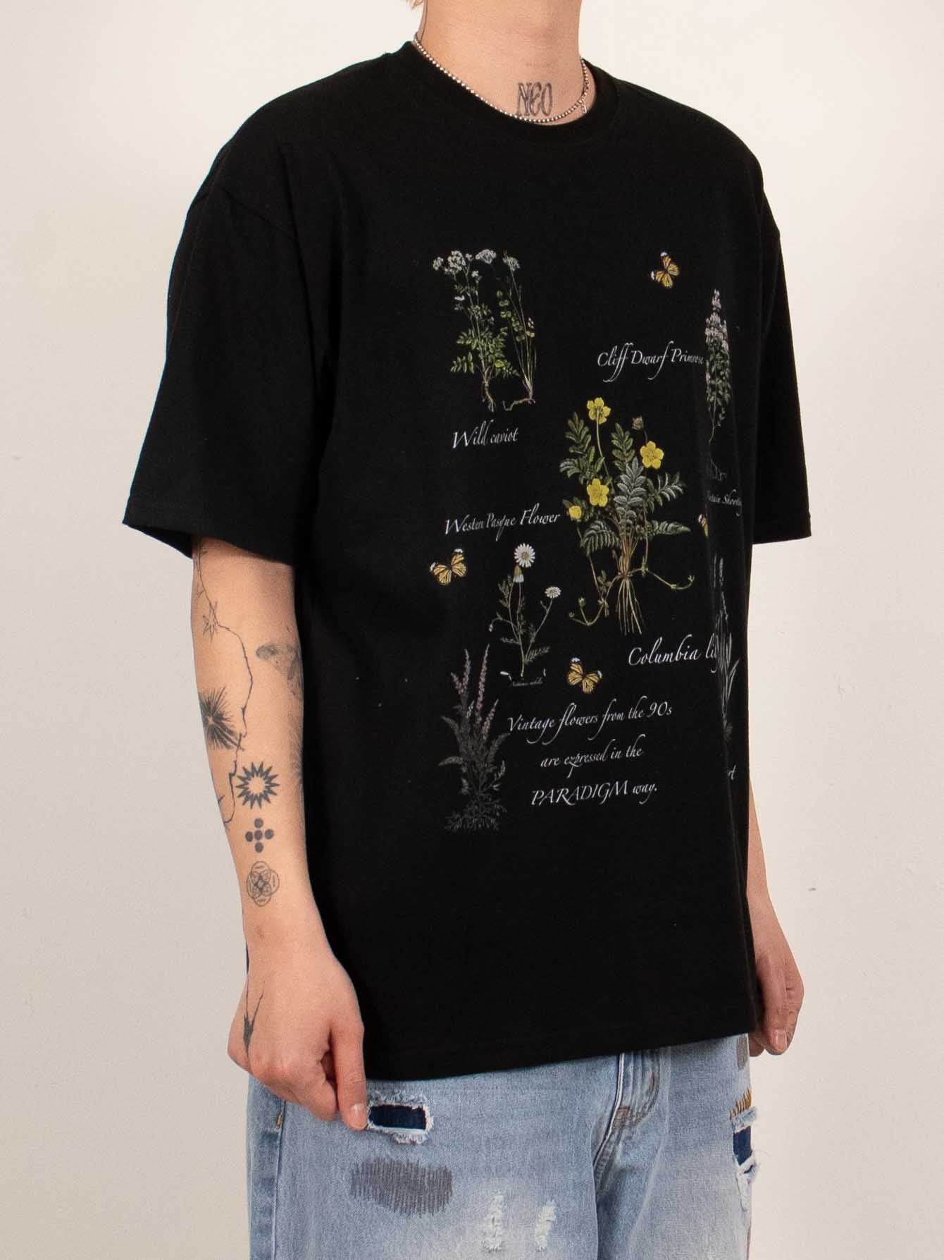 Black Botanical Illustration Tee