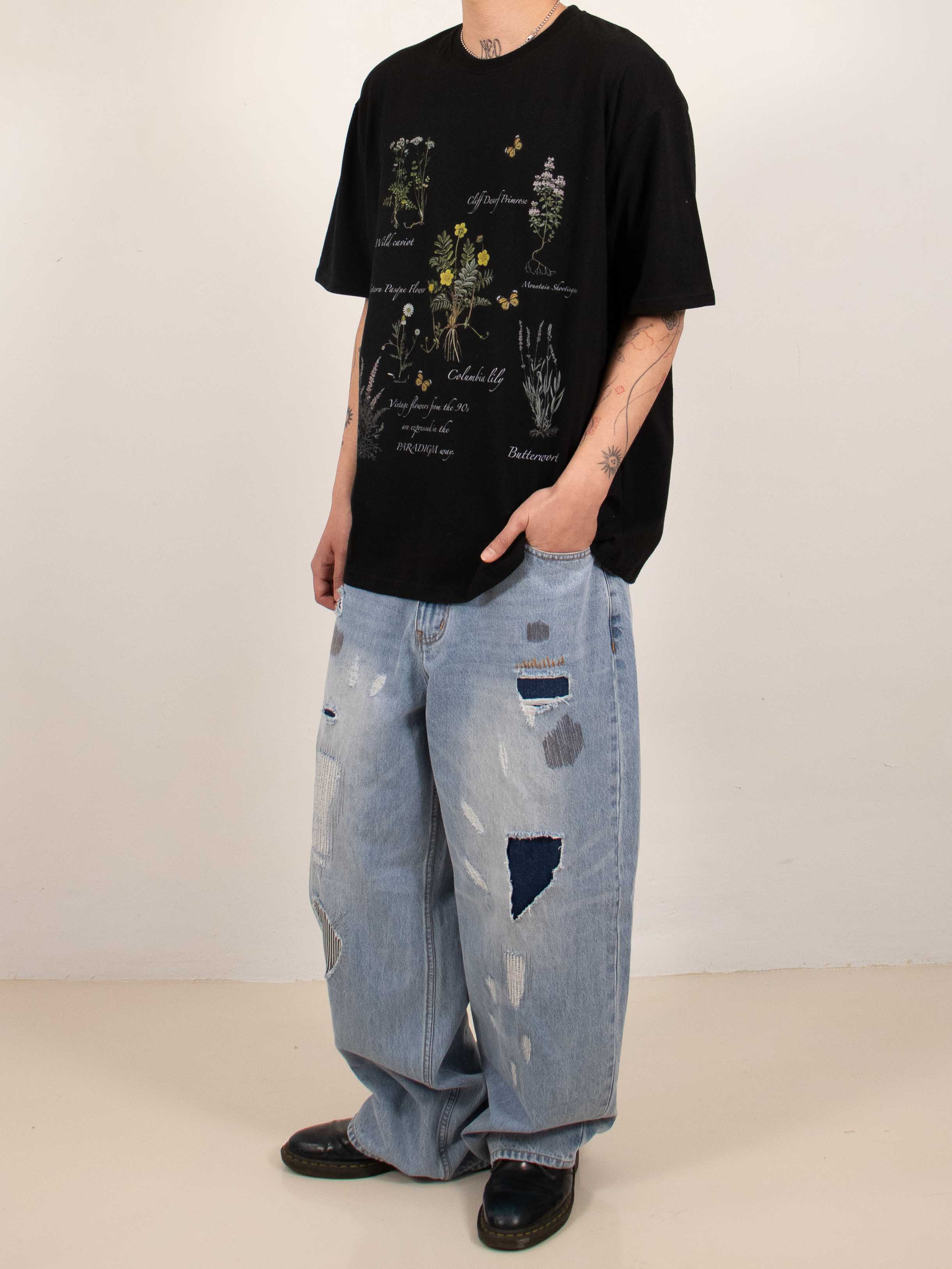 Black Botanical Illustration Tee