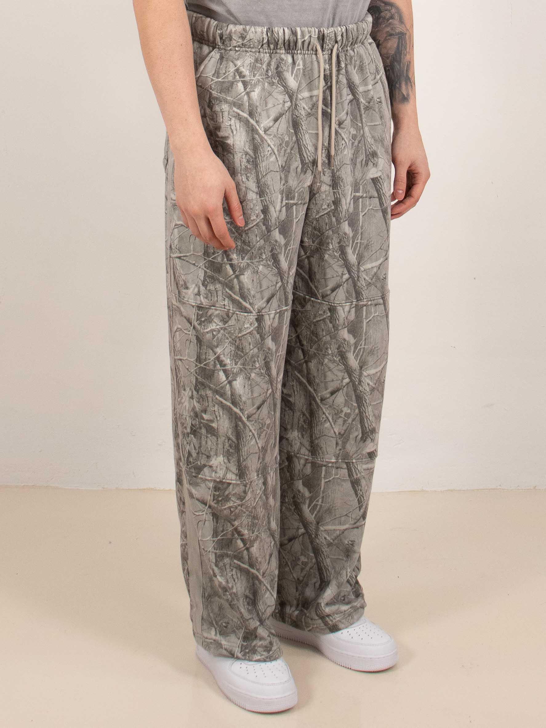 Gray Tree Camo Wide-Leg Sweatpants
