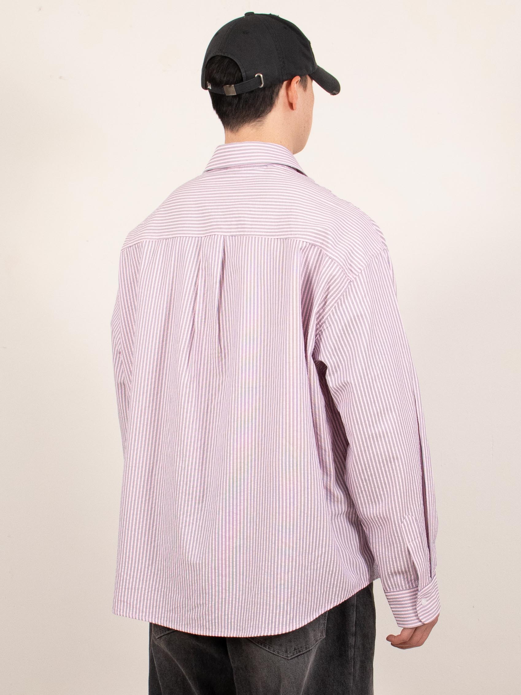 Pink Sheer Stripe Button-Up Shirt