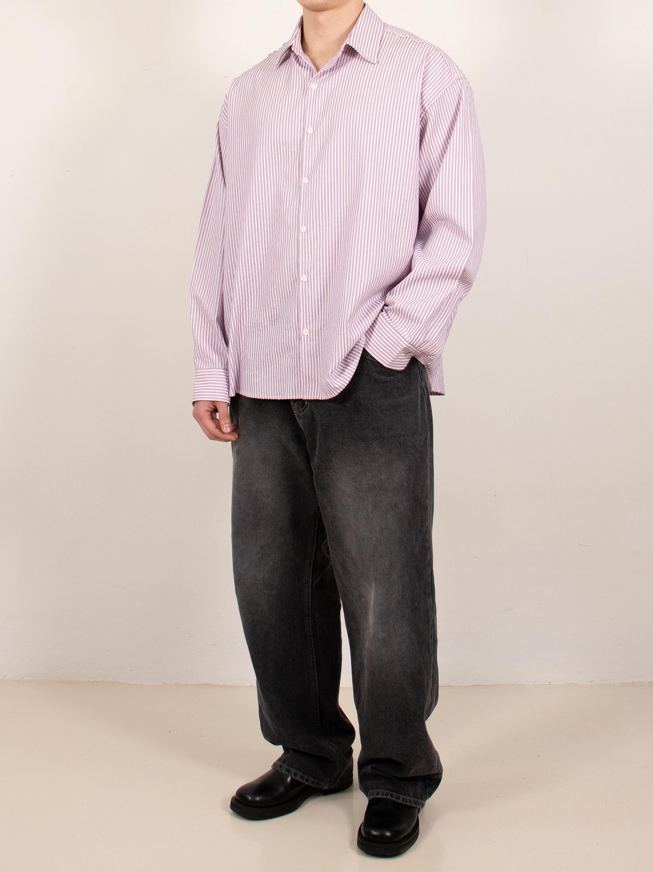 Pink Sheer Stripe Button-Up Shirt