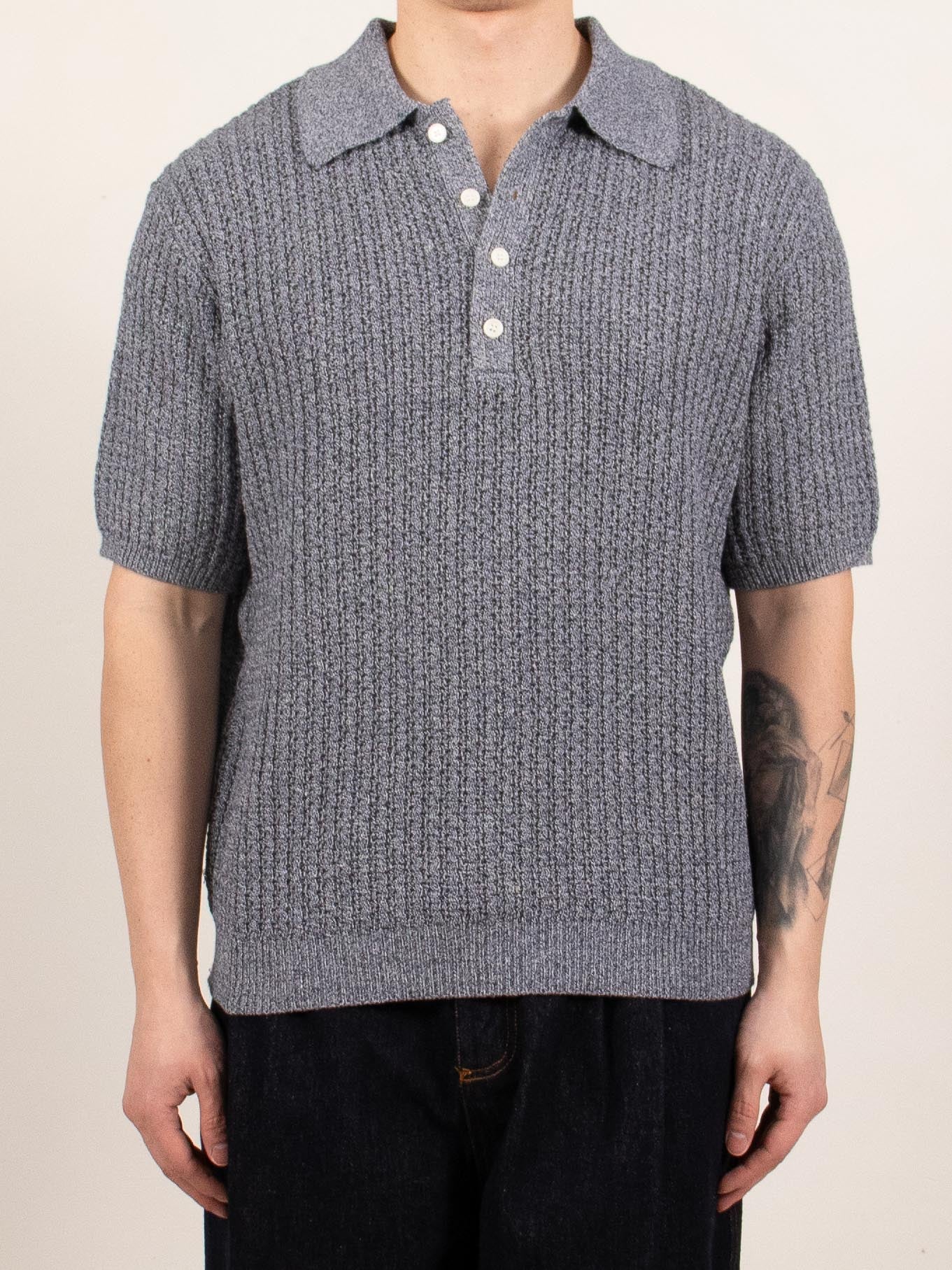 Navy Waffle Knit Polo