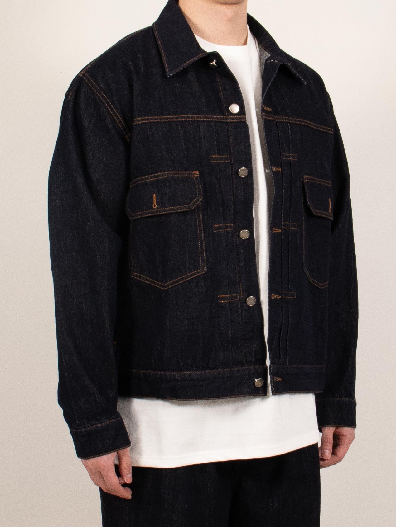 Indigo Pleated Denim Jacket