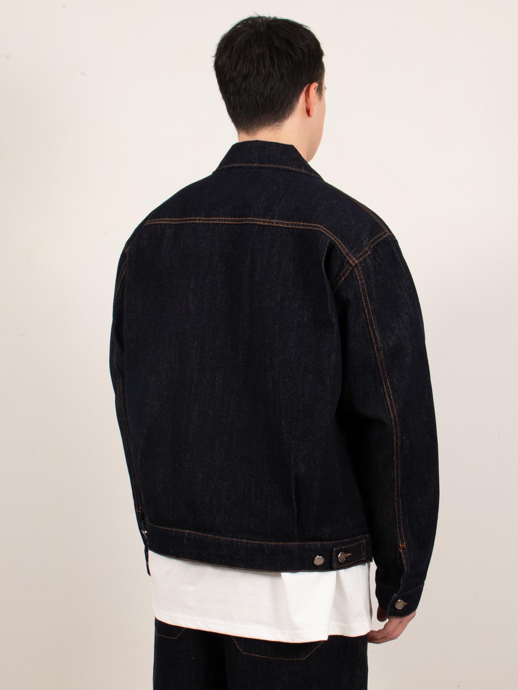 Indigo Pleated Denim Jacket