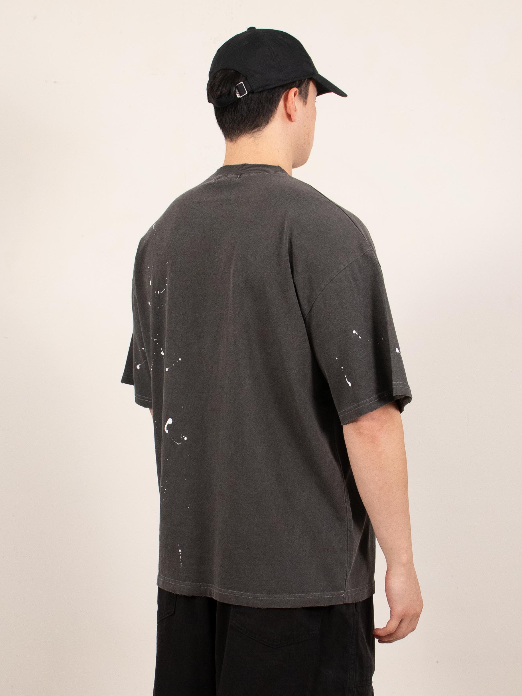 Charcoal Distressed Paint-Splatter T-Shirt