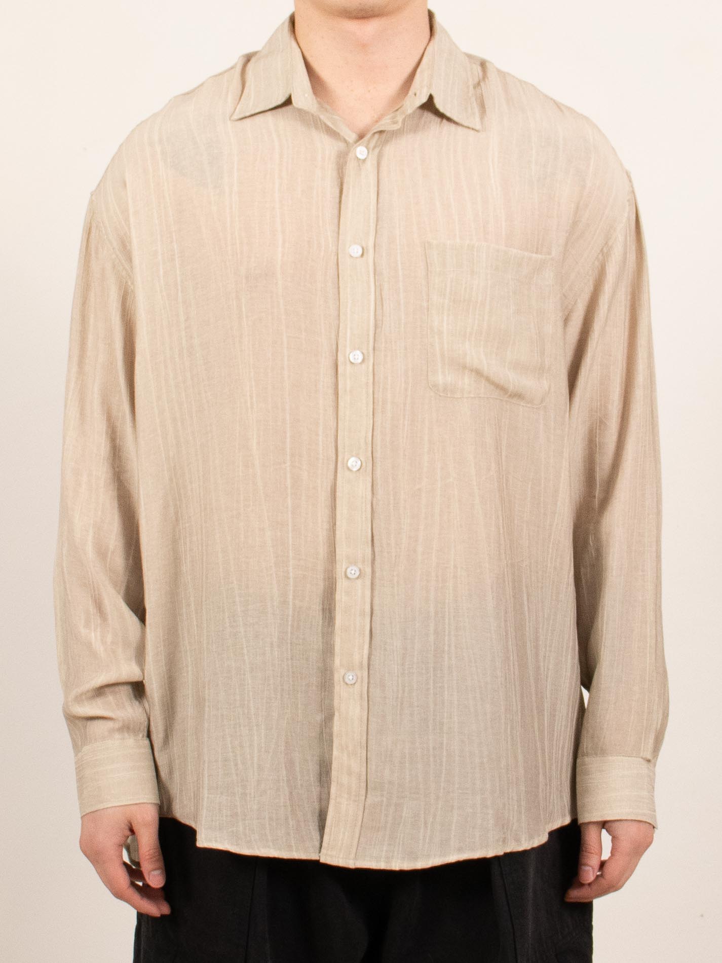 Beige Lightweight Sheer Long-Sleeve Shirt