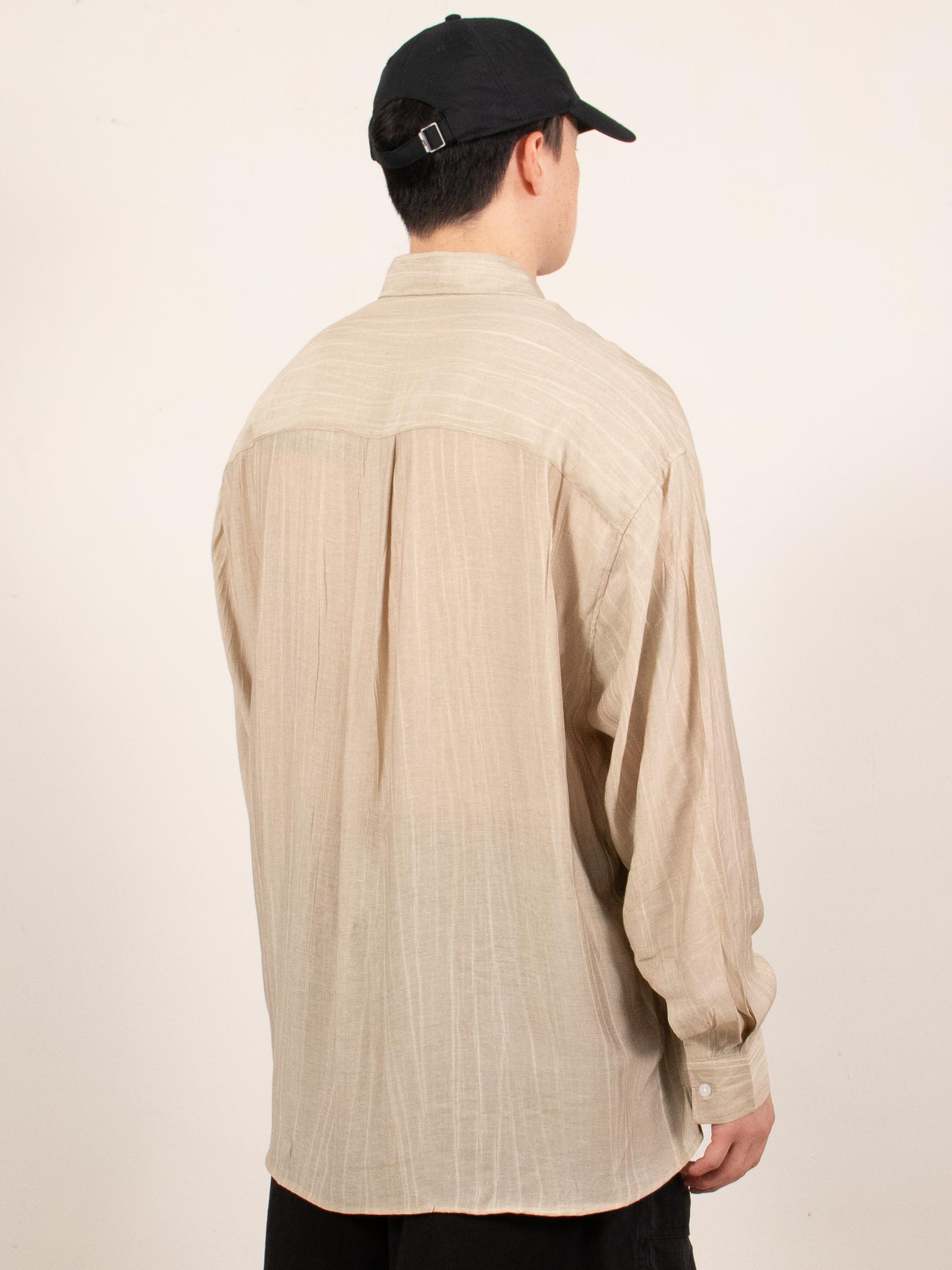 Beige Lightweight Sheer Long-Sleeve Shirt