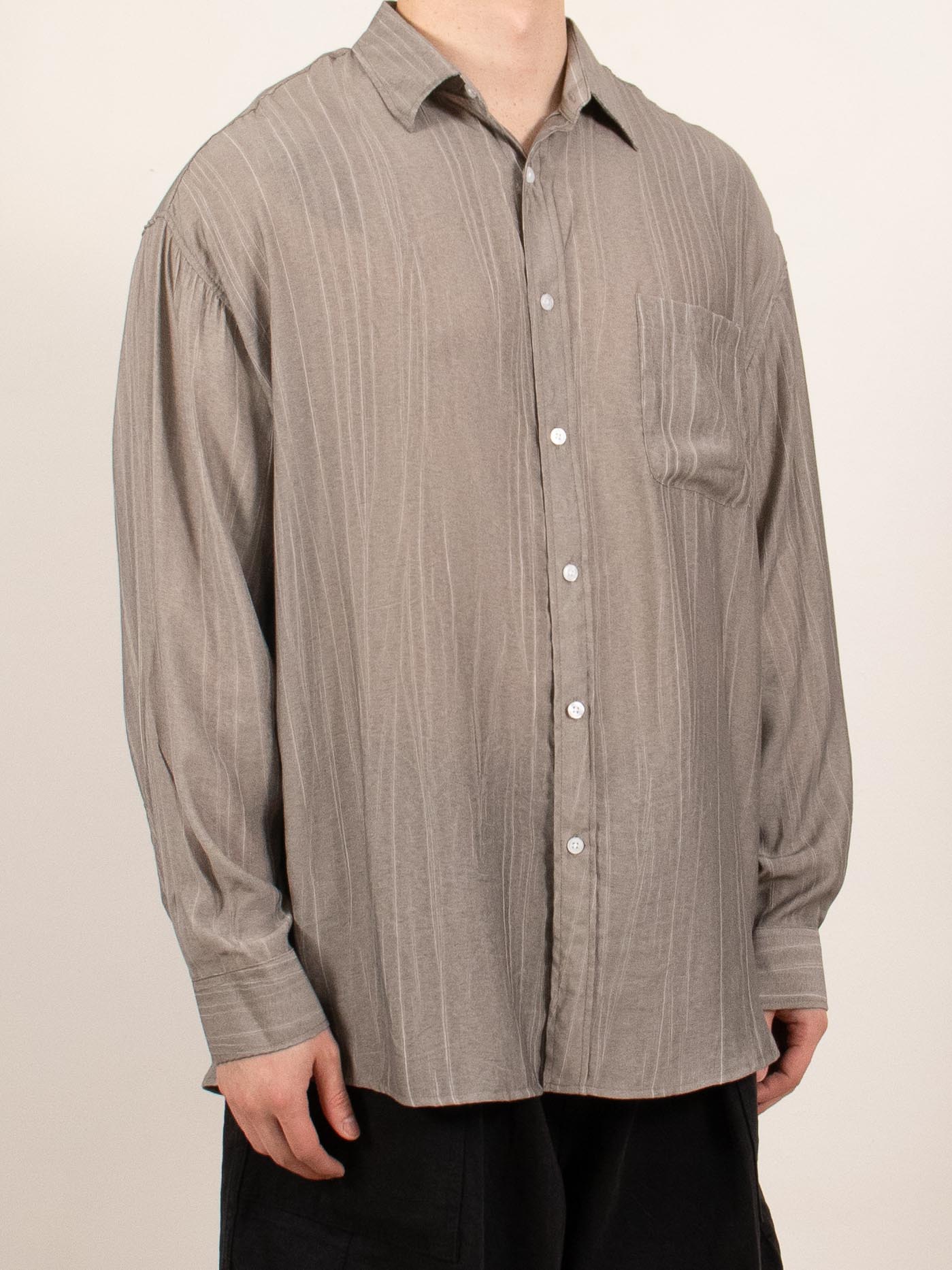 Charcoal Lightweight Sheer Long-Sleeve Shirt