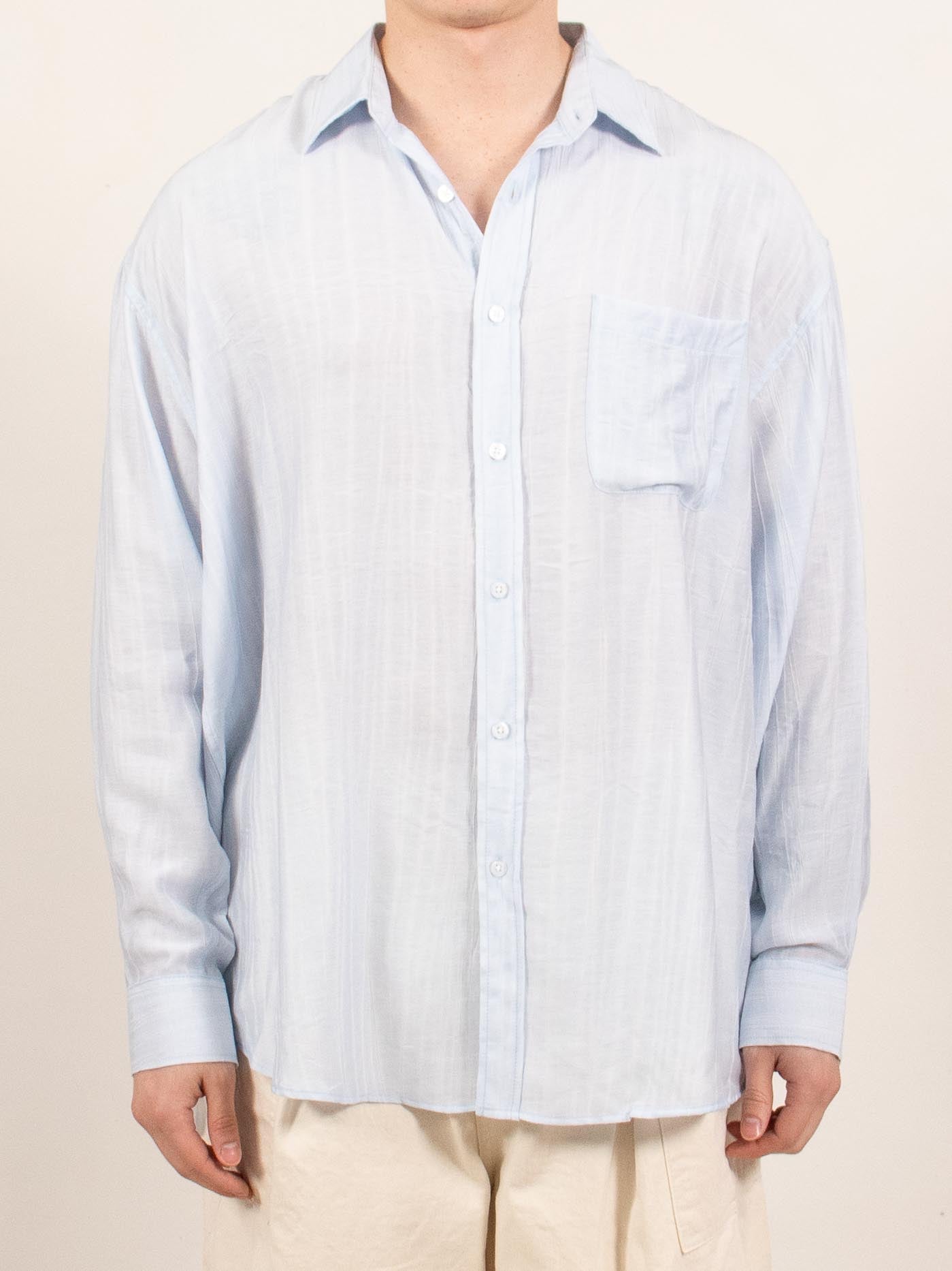 Sky Blue Lightweight Sheer Long-Sleeve Shirt