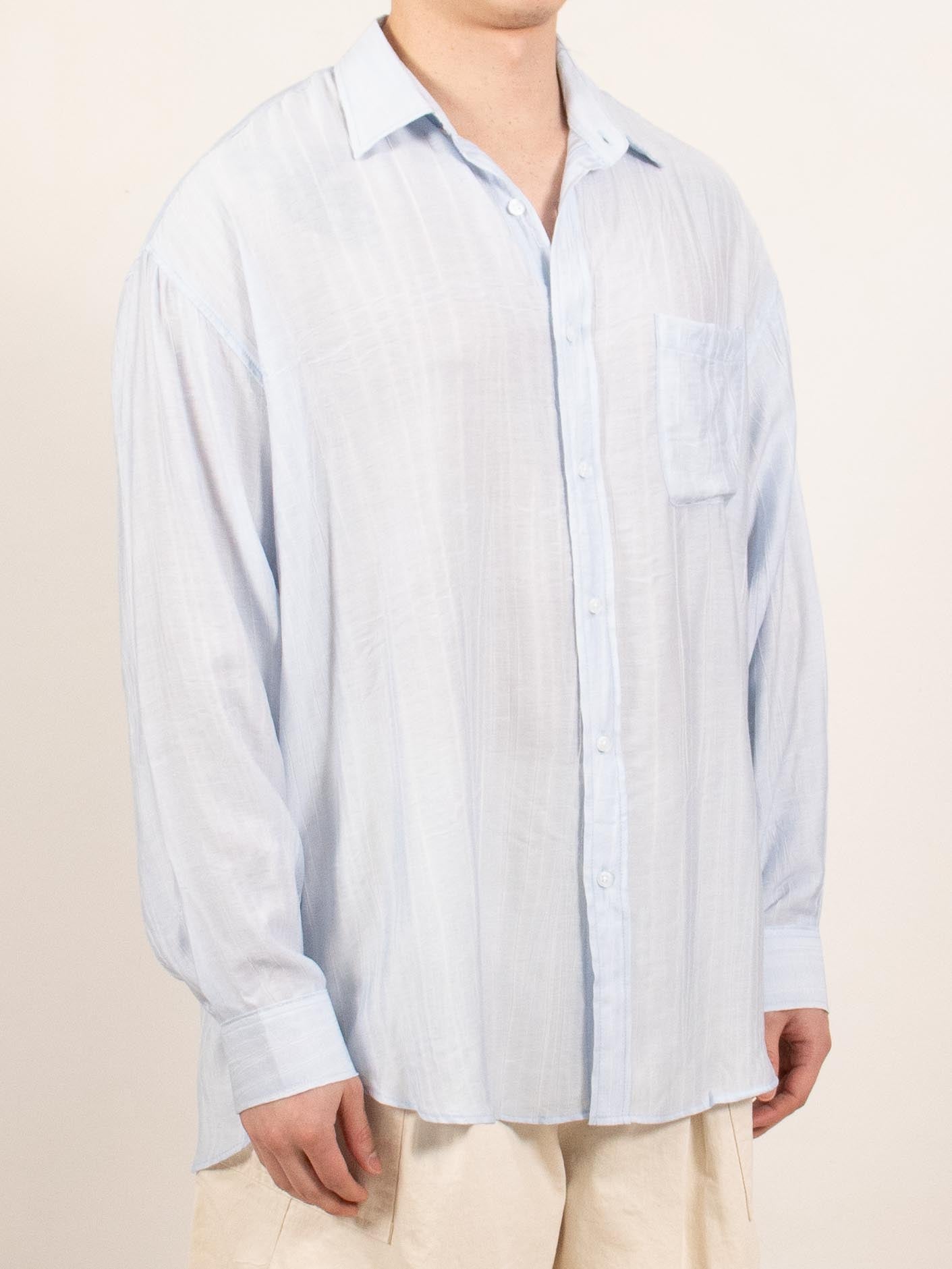 Sky Blue Lightweight Sheer Long-Sleeve Shirt
