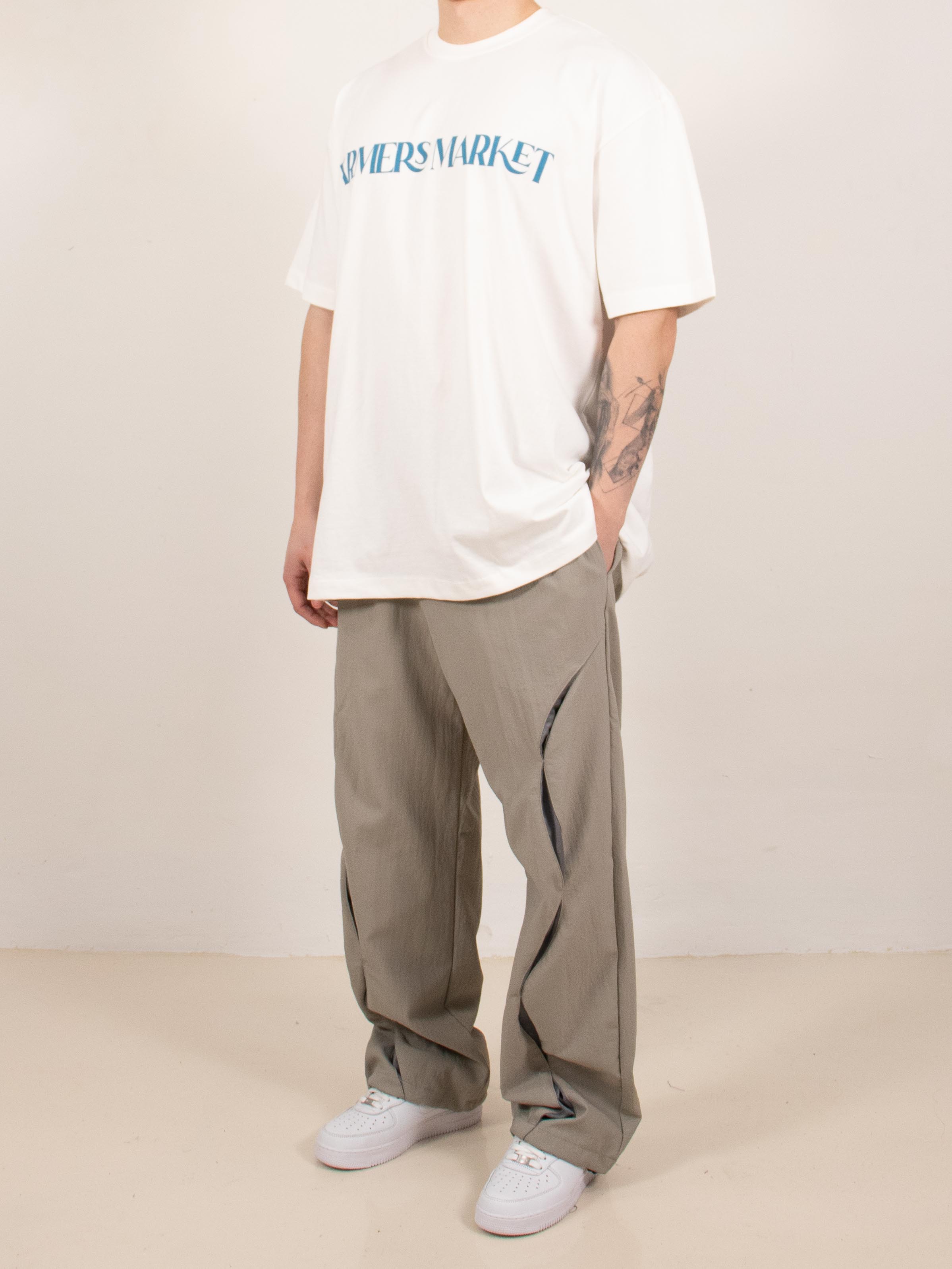Gray Contrast Panel Tech Pants