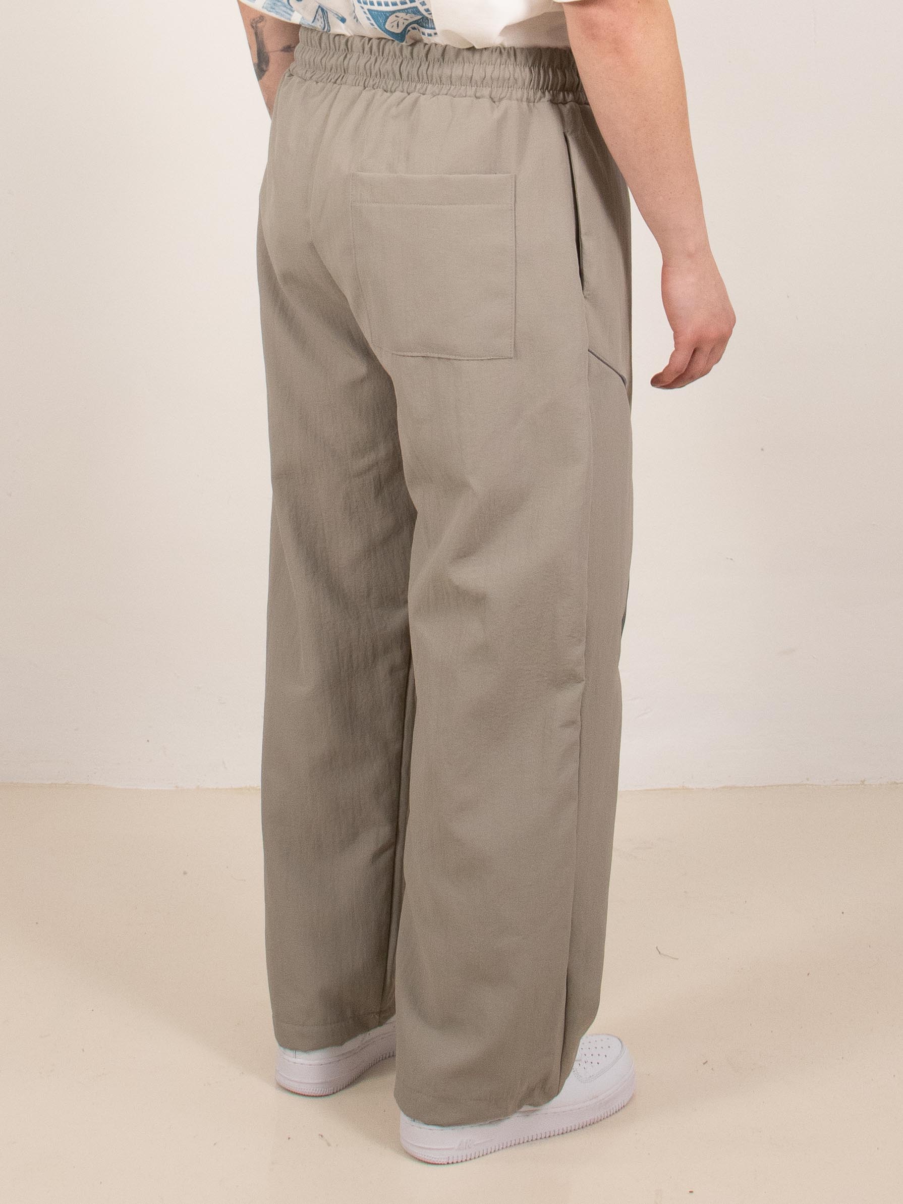 Gray Contrast Panel Tech Pants