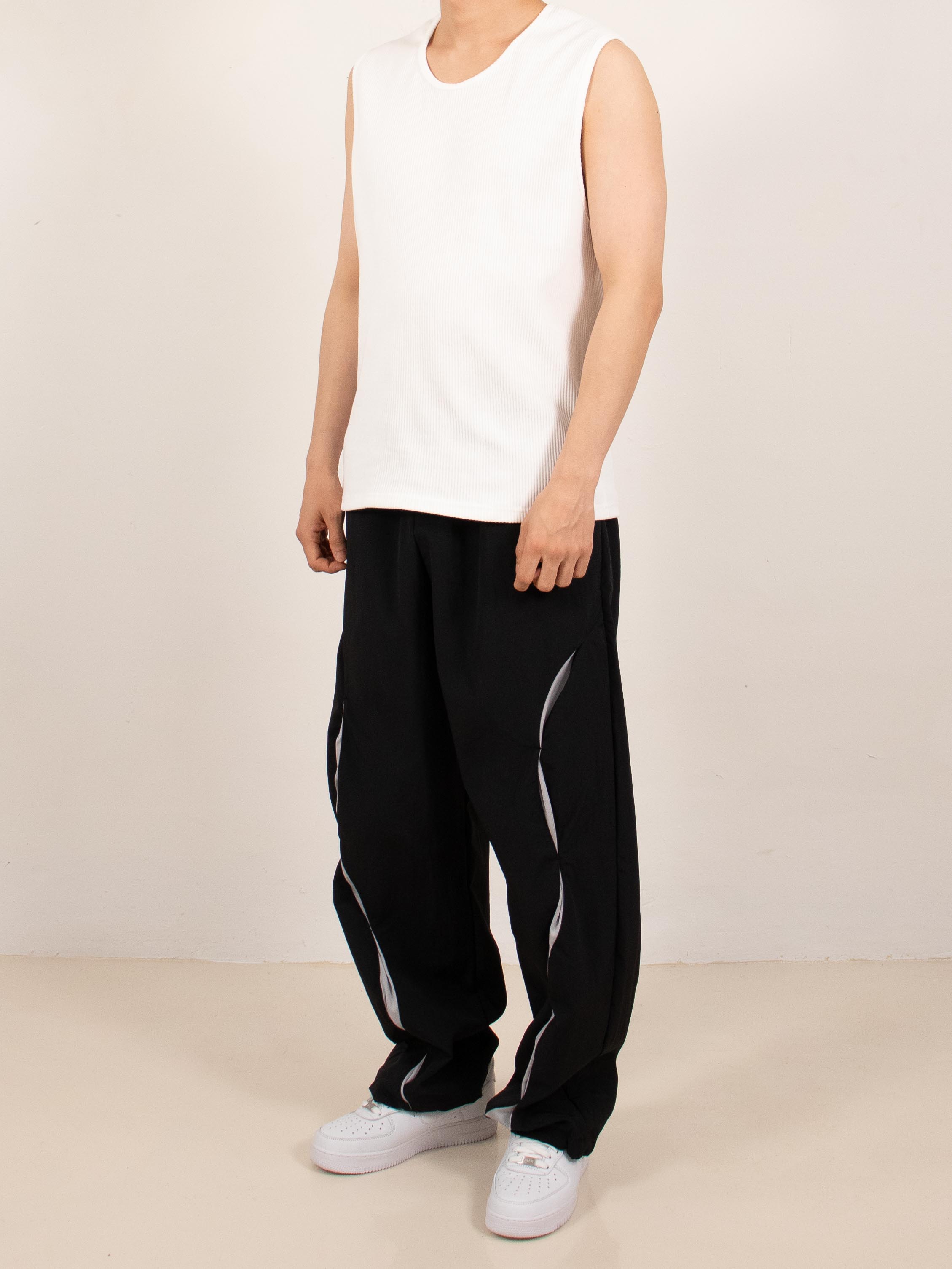 White Ribbed Sleeveless Cotton Tank
