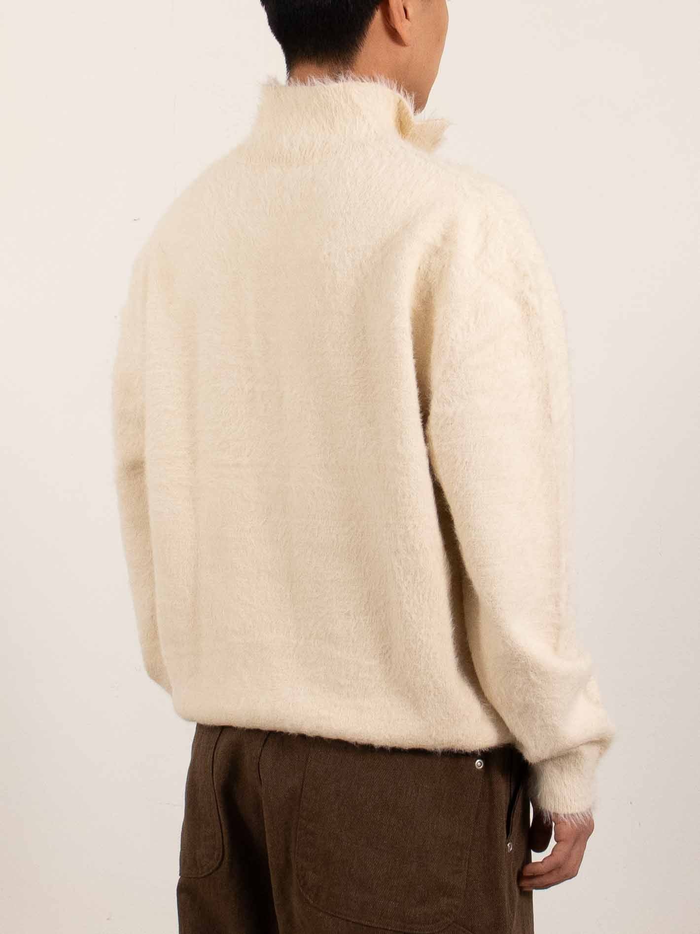 Ivory Brushed Hair Half-zip Sweater
