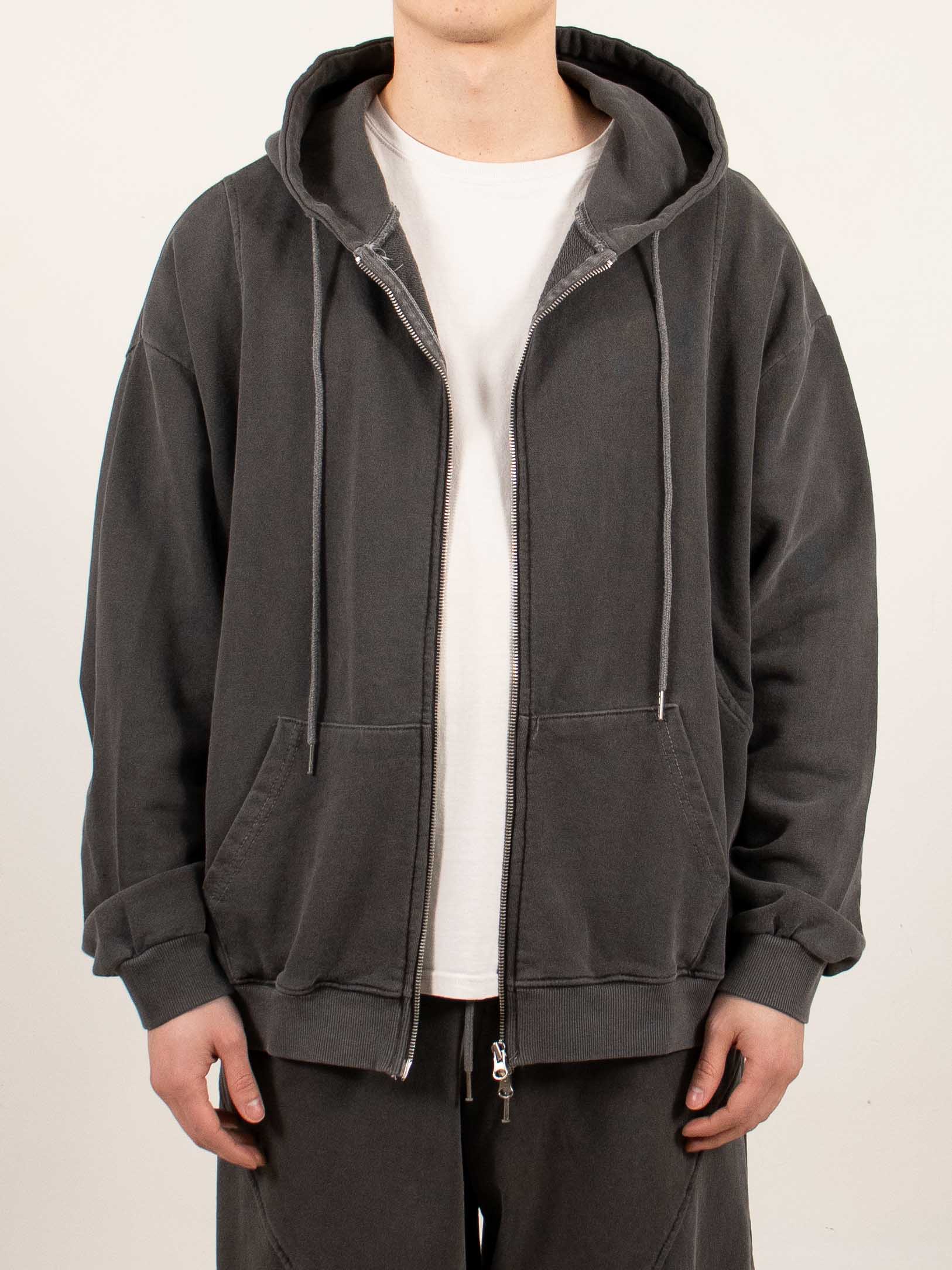 Charcoal Sculpted Seam Zip-up Hoodie