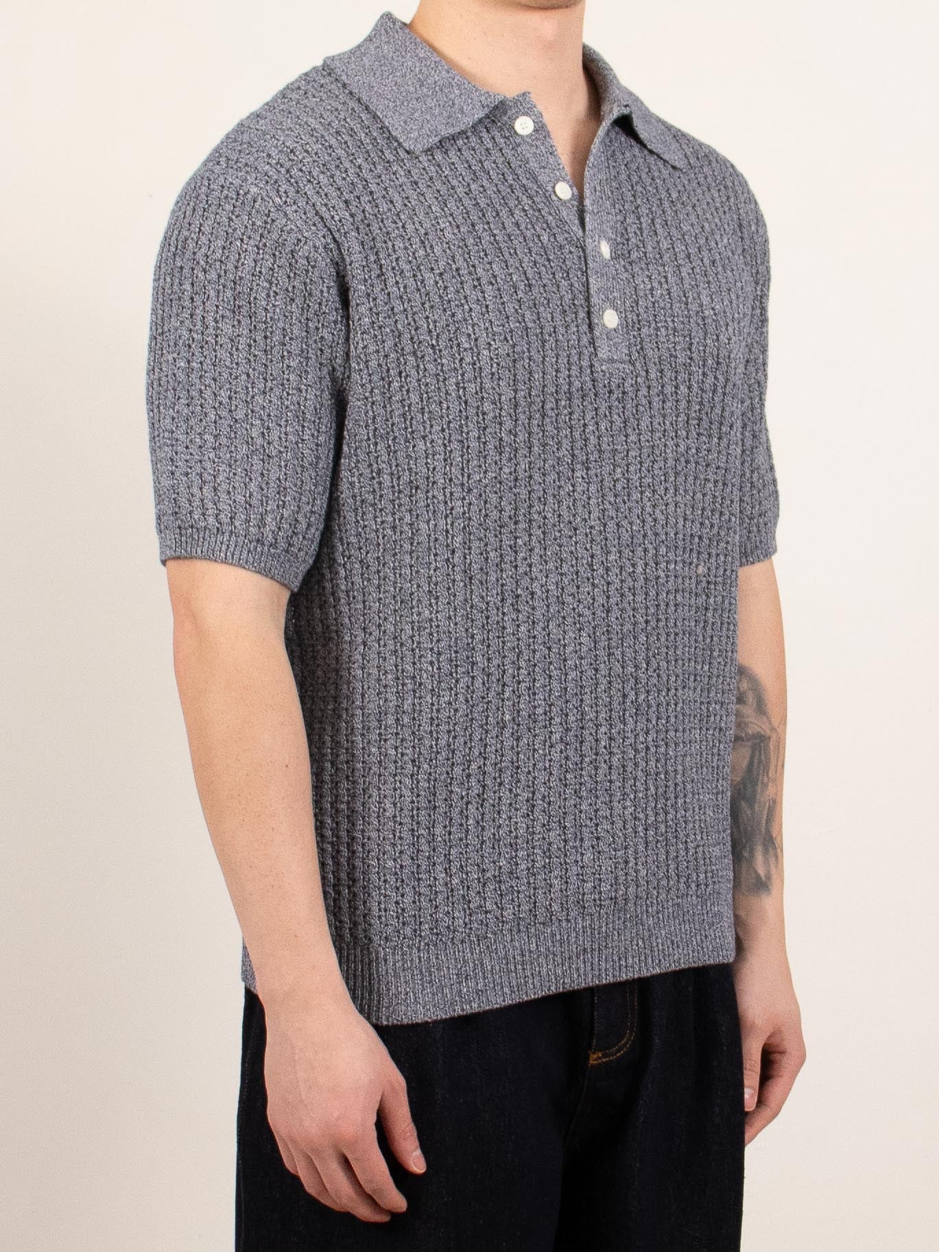 Navy Waffle Knit Polo