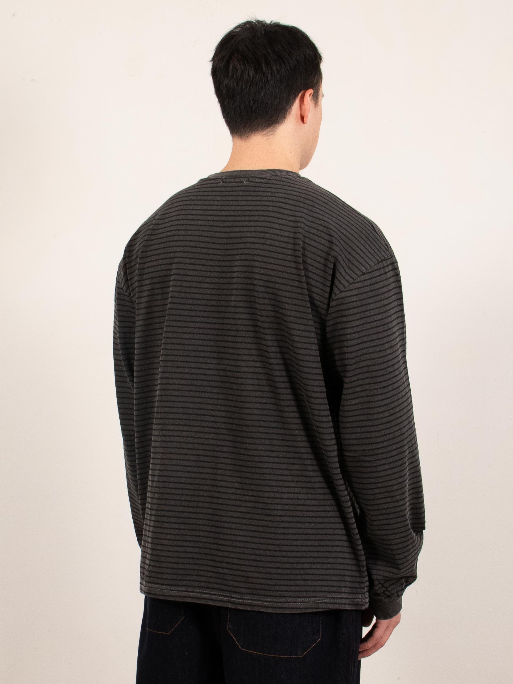 Charcoal Pigment Dyed Stripe Long Sleeve