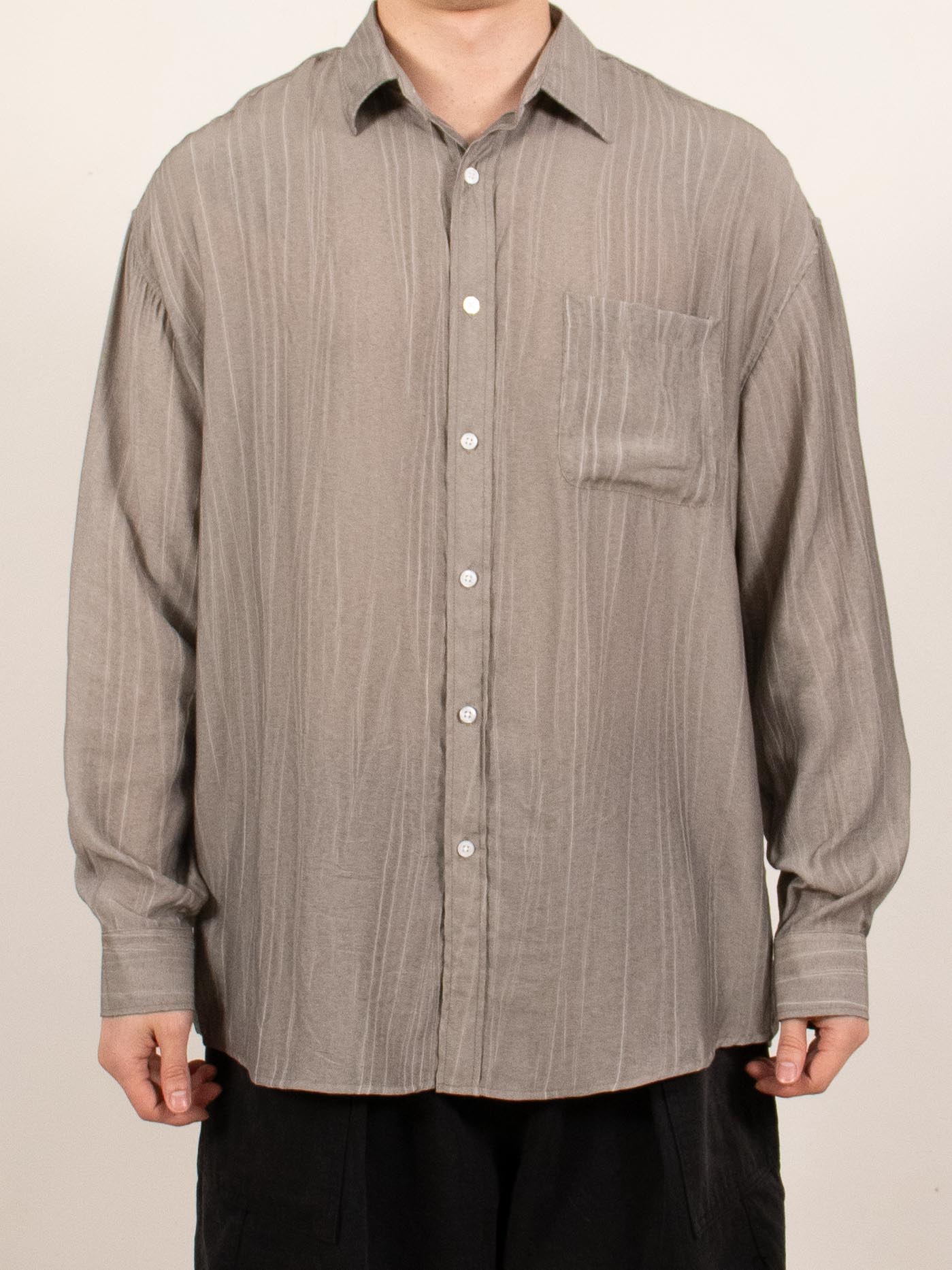 Charcoal Lightweight Sheer Long-Sleeve Shirt