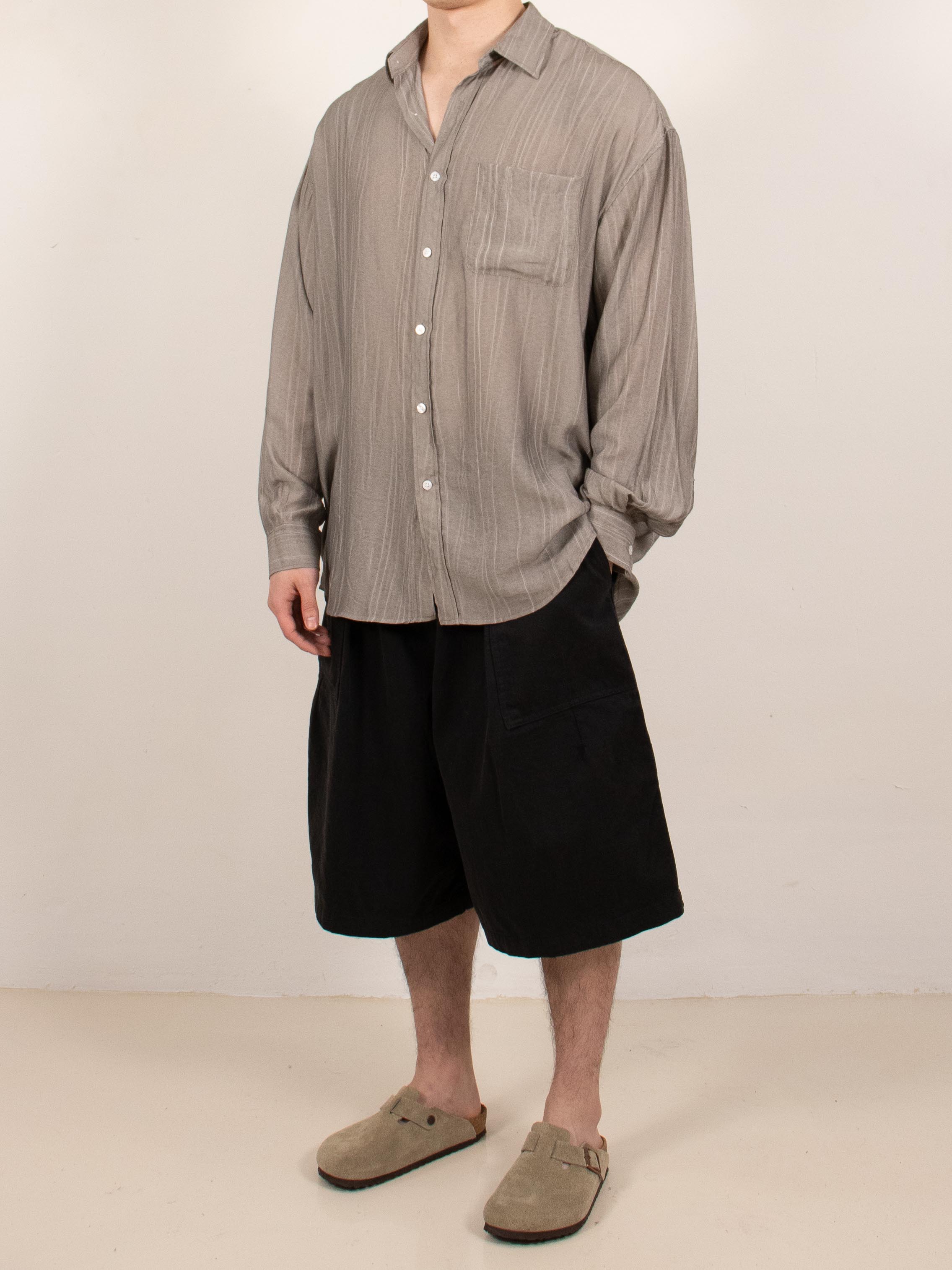 Charcoal Lightweight Sheer Long-Sleeve Shirt