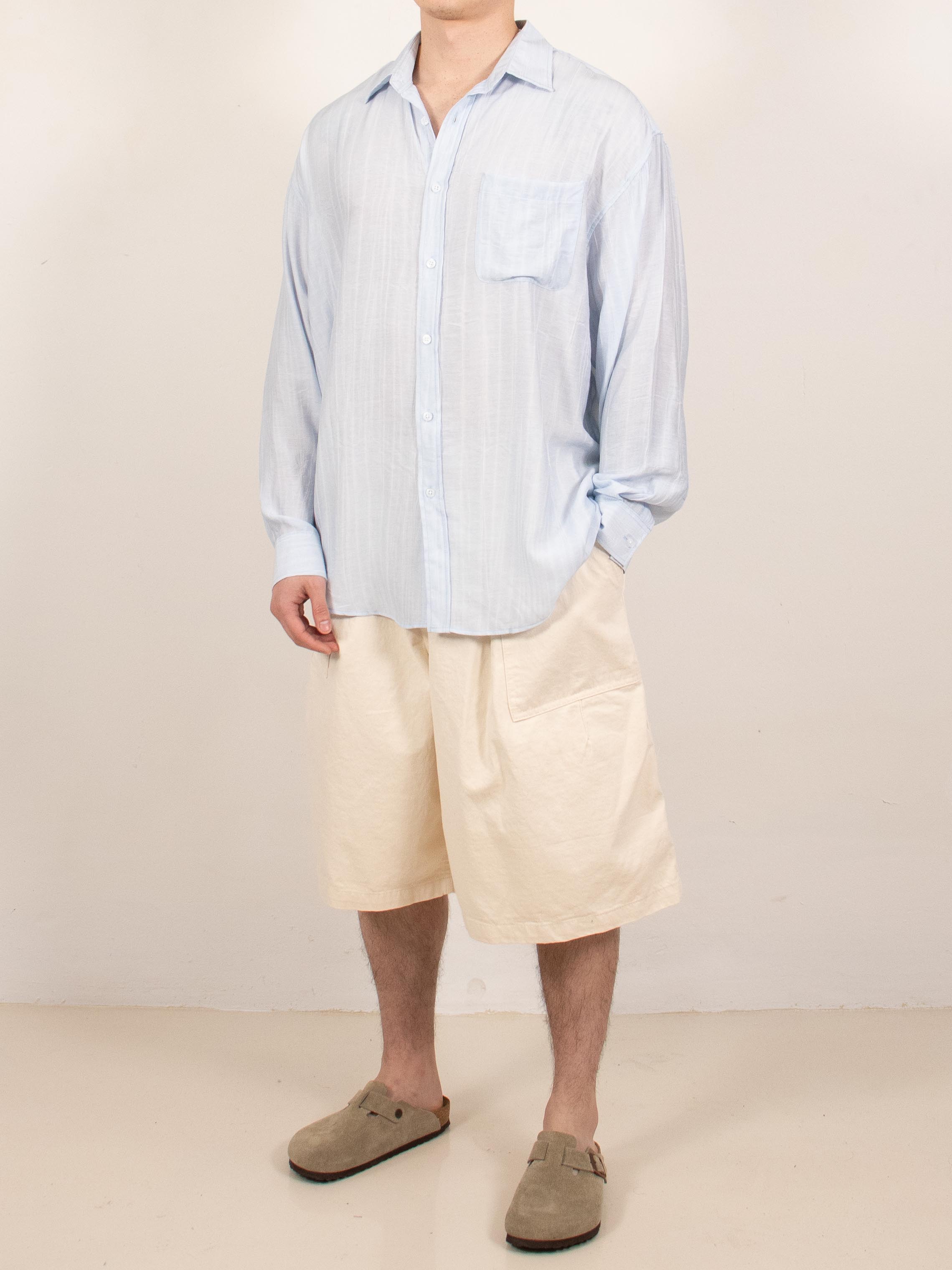 Sky Blue Lightweight Sheer Long-Sleeve Shirt