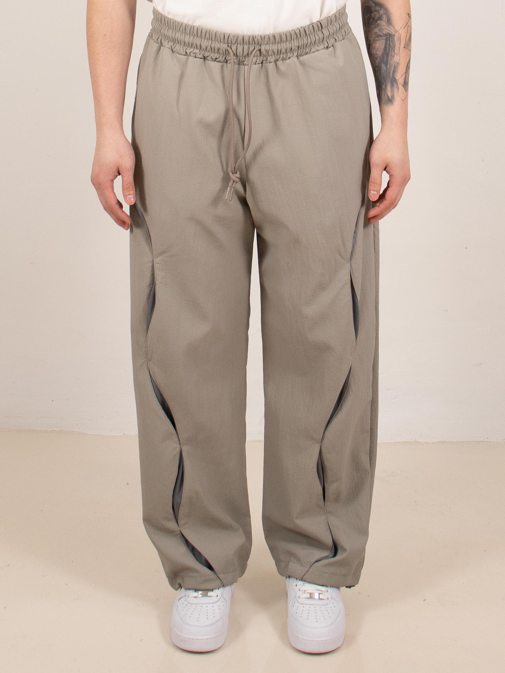 Gray Contrast Panel Tech Pants