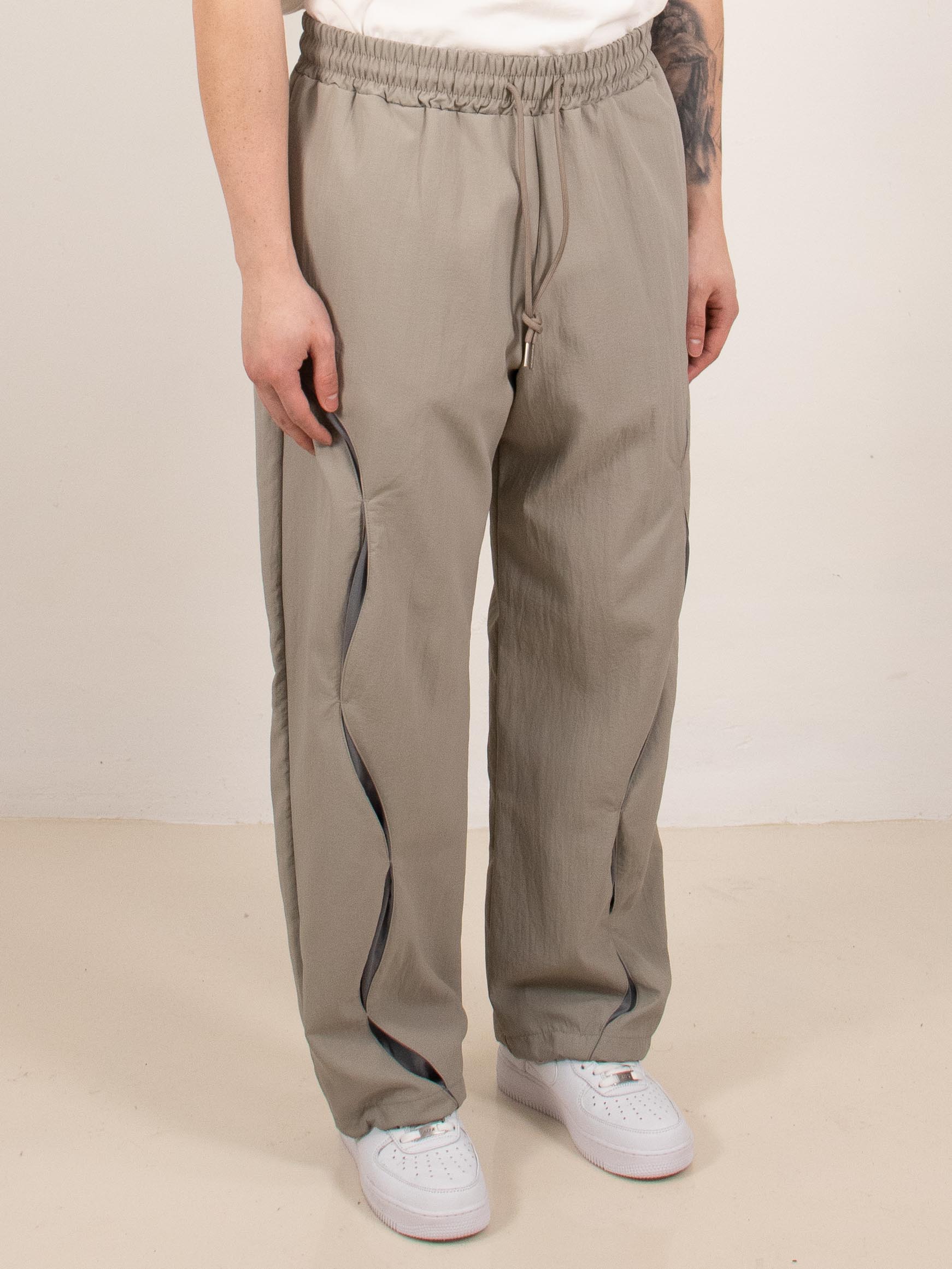 Gray Contrast Panel Tech Pants