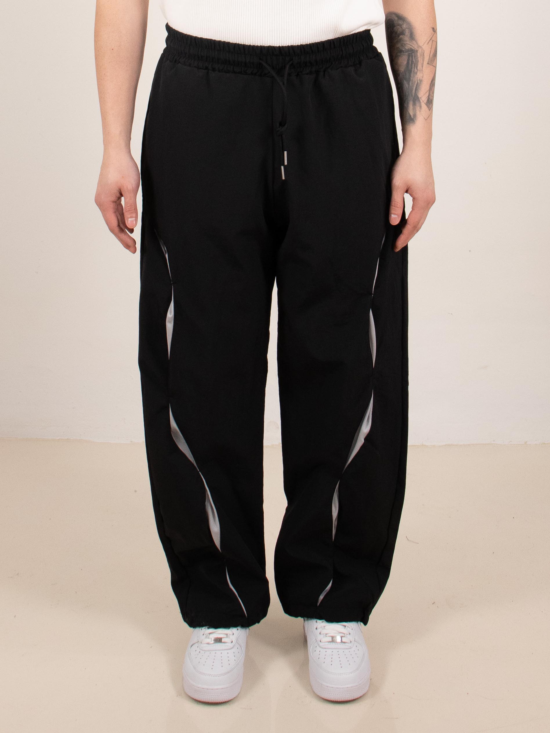 Black Contrast Panel Tech Pants