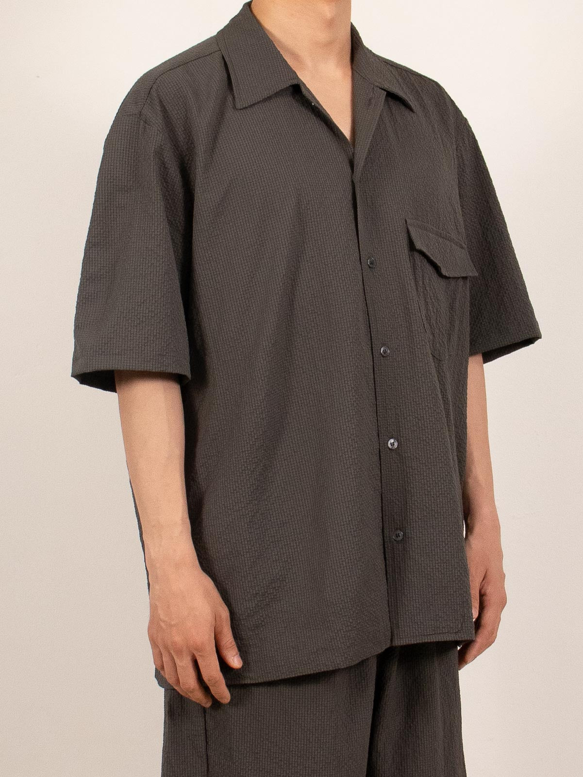 Charcoal Textured Short-Sleeve Shirt